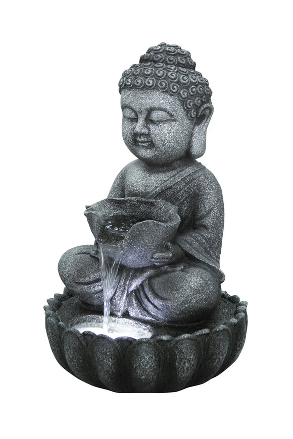 Sitting Buddha Fountain with White LED