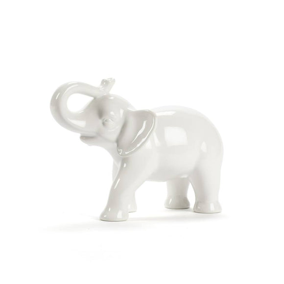 Elephant Small White Glazed