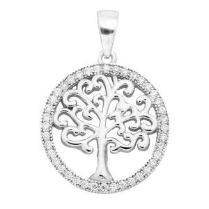 Silver Plain Tree of Life CZ Pendant