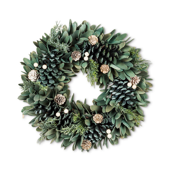 Florette & Pinecone Wreath 13”D