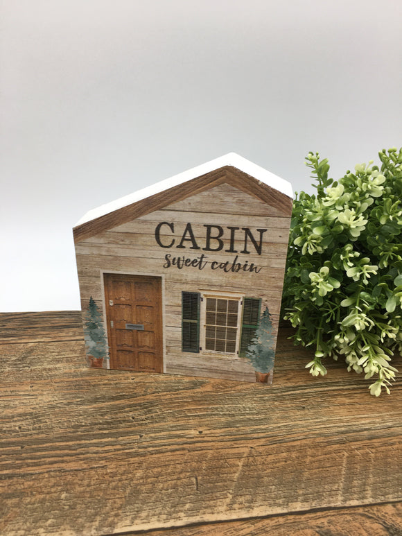 Cabin Block Tabletop Decor 6” x 5.5”