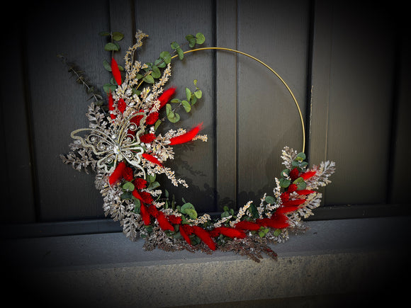 Holiday Butterfly Hoop Wreath