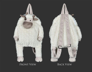 16" IVORY/TAUPE PLUSH COW BACKPACK