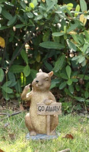 Squirrel with Go Away Sign