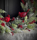 Holiday Cardinals LED Wreath