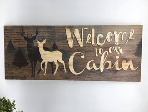 Pallet Wood “Welcome To Our Cabin” Wall Decor 26” x 10.5”