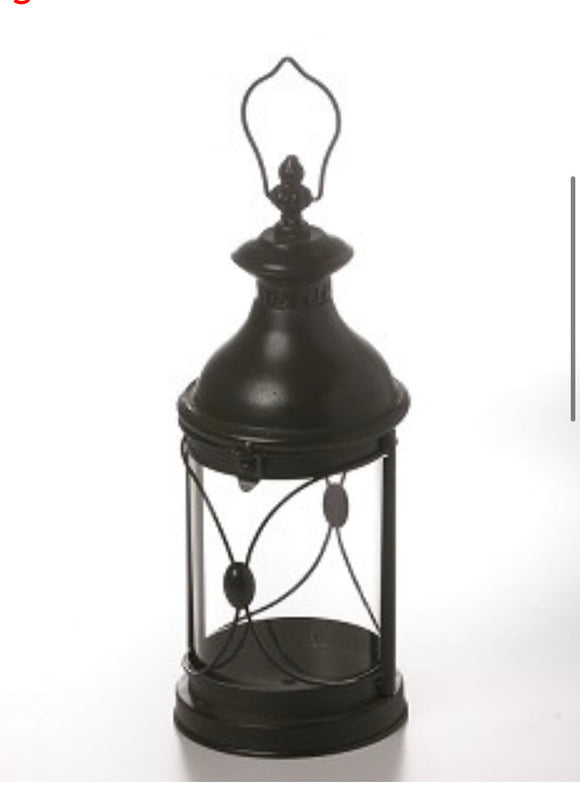 Lantern - 6”x15 “ Rusty Blk/Glass Lantern