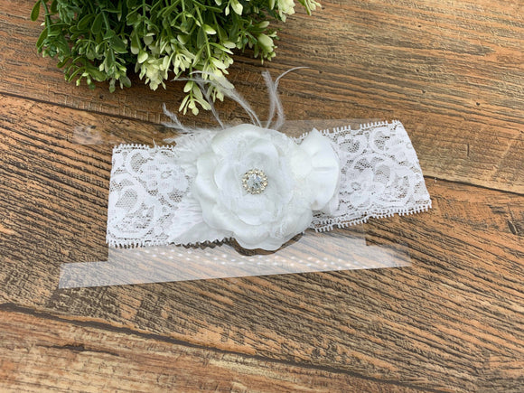 White Lace Flower Bridal Garter