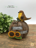 Harvest Welcome” Pumpkin/Sunflowers/Sparrow