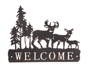 "Welcome" Deer in Forest Wall Decor