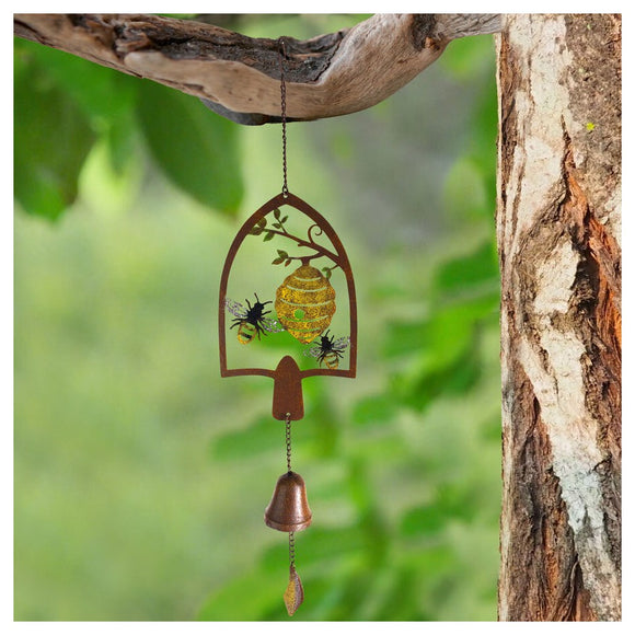Laser Cut Hanging Bell with Bee Hive
