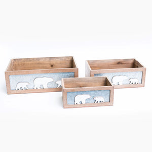 Polar Bear Wooden Containers