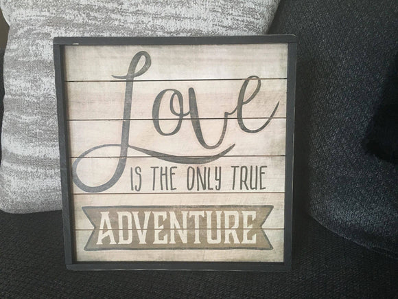 Reclaimed Pallet Wood Wall Sign- Love is an adventure