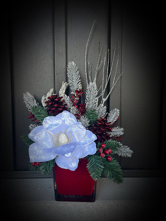 Holiday Arrangement With White Flower
