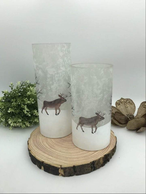 Candle Vases with Moose 10” &8”