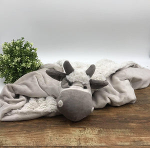 Soft Ivory/Taupe Cow Blanket  27” x 27”