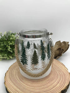 Candle Holder Glass Jar w/Rope 6”x5”